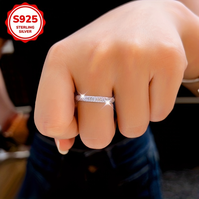 Women's 925 Silver Ring with Synthetic Zirconia, Low Allergy, Wedding Jewelry